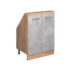 Küchenschrank für Dachschrägen R-Line Beton 60 cm mit 2 Türen Vicco