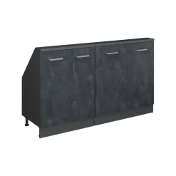 Küchenschrank für Dachschrägen R-Line Schwarz Beton 140 cm 2er Set Vicco