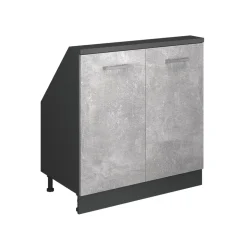 Küchenschrank für Dachschrägen R-Line Beton 80 cm mit 2 Türen Vicco