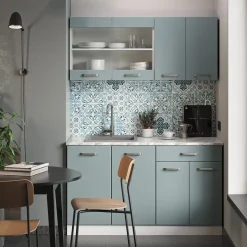 Küchenschrank für Dachschrägen R-Line Blau-Grau 60 cm mit 2 Schubladen Vicco