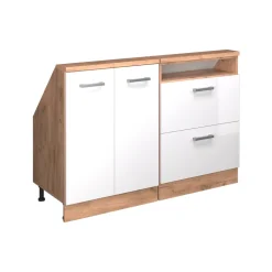 Küchenschrank für Dachschrägen R-Line Weiß Hochglanz 120 cm 2er Set Vicco