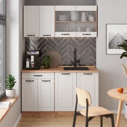 Küchenschrank für Dachschrägen R-Line Weiß Landhaus 60 cm mit 2 Türen Vicco