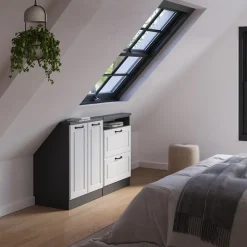 Küchenschrank für Dachschrägen R-Line Weiß Landhaus 120 cm 2er Set Vicco