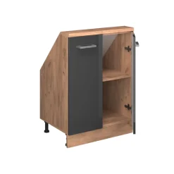 Küchenschrank für Dachschrägen R-Line Anthrazit Hochglanz 60 cm mit 2 Türen Vicco