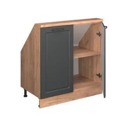 Küchenschrank für Dachschrägen R-Line Anthrazit Landhaus 80 cm mit 2 Türen Vicco