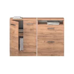 Küchenschrank für Dachschrägen R-Line Goldkraft Eiche 120 cm 2er Set Vicco