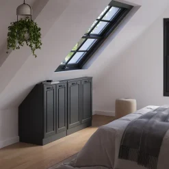 Küchenschrank für Dachschrägen R-Line Anthrazit Landhaus 140 cm 2er Set Vicco