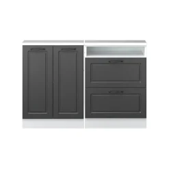 Küchenschrank für Dachschrägen R-Line Anthrazit Landhaus 120 cm 2er Set Vicco