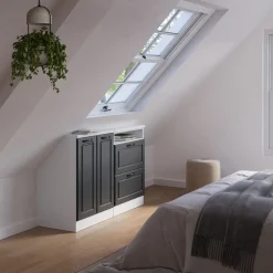 Küchenschrank für Dachschrägen R-Line Anthrazit Landhaus 120 cm 2er Set Vicco