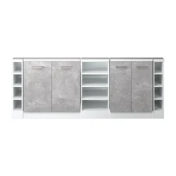 Küchenschrank für Dachschrägen R-Line Beton 215 cm 5er Set Vicco