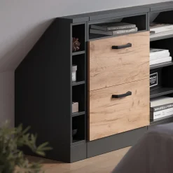 Küchenschrank für Dachschrägen R-Line Anthrazit 15 cm mit 4 Fächern Vicco