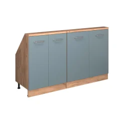 Küchenschrank für Dachschrägen R-Line Blau-Grau 140 cm 2er Set Vicco