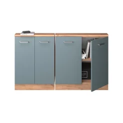 Küchenschrank für Dachschrägen R-Line Blau-Grau 140 cm 2er Set Vicco
