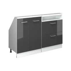 Küchenschrank für Dachschrägen R-Line Anthrazit Hochglanz 120 cm 2er Set Vicco
