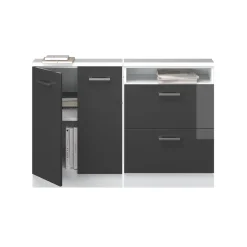 Küchenschrank für Dachschrägen R-Line Anthrazit Hochglanz 120 cm 2er Set Vicco