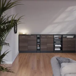 Küchenschrank für Dachschrägen R-Line Edelgrau 60 cm mit 2 Türen Vicco