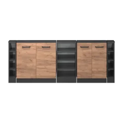Küchenschrank für Dachschrägen R-Line Goldkraft Eiche 215 cm 5er Set Vicco