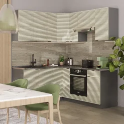 Küchenschränke Fame-Line Eiche Paneel/Anthrazit 190 x 46 cm ohne Arbeitsplatte Vicco