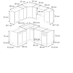 Küchenschränke Fame-Line Eiche Paneel/Anthrazit 190 x 46 cm ohne Arbeitsplatte Vicco