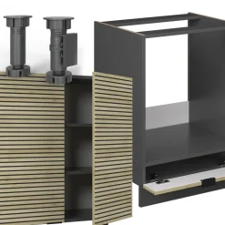 Küchenschränke Fame-Line Eiche Paneel/Anthrazit 190 x 46 cm ohne Arbeitsplatte Vicco