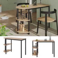 Küchentisch Freetown Goldkraft Eiche/Schwarz 110 x 50 cm mit offene Ablagen Vicco