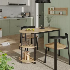 Küchentisch Freetown Goldkraft Eiche/Schwarz 110 x 50 cm mit offene Ablagen Vicco