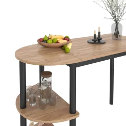 Küchentisch Freetown Goldkraft Eiche/Schwarz 110 x 50 cm mit offene Ablagen Vicco