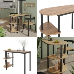 Küchentisch Freetown Goldkraft Eiche/Schwarz 110 x 50 cm mit offene Ablagen Vicco