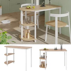 Küchentisch Freetown Goldkraft Eiche/Weiß 110 x 50 cm mit offene Ablagen Vicco