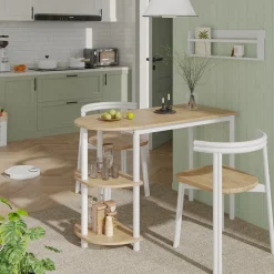 Küchentisch Freetown Goldkraft Eiche/Weiß 110 x 50 cm mit offene Ablagen Vicco