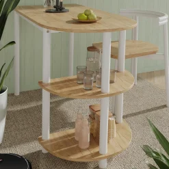 Küchentisch Freetown Goldkraft Eiche/Weiß 110 x 50 cm mit offene Ablagen Vicco