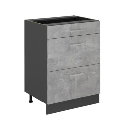 Küchenunterschrank R-Line Beton 60 cm mit Schubladen, ohne Arbeitsplatte Vicco