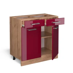 Küchenunterschrank R-Line Rot Hochglanz 80 cm ohne Arbeitsplatte Vicco