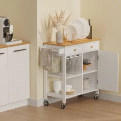 Küchenwagen Trayz Weiß 89 x 87 cm mit Rollen Vicco