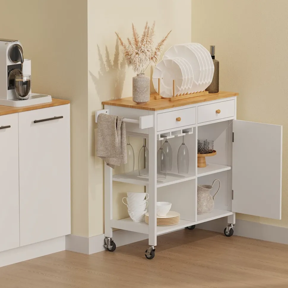 Küchenwagen Trayz Weiß 89 x 87 cm mit Rollen Vicco