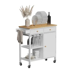 Küchenwagen Trayz Weiß 89 x 87 cm mit Rollen Vicco