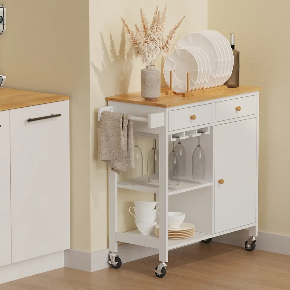 Küchenwagen Trayz Weiß 89 x 87 cm mit Rollen Vicco