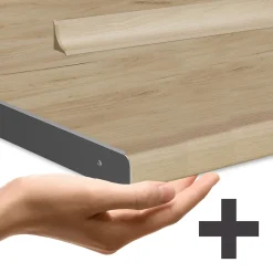 Küchenzeile R-Line Anthrazit Hochglanz/Goldkraft Eiche 240 cm , AP Eiche Vicco