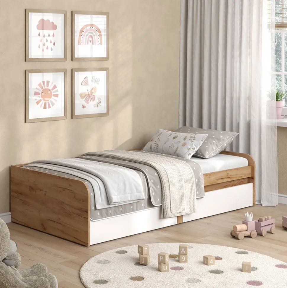 Kinderbett Clario Weiß/Artisan 90x200 cm ohne Matratze Vicco