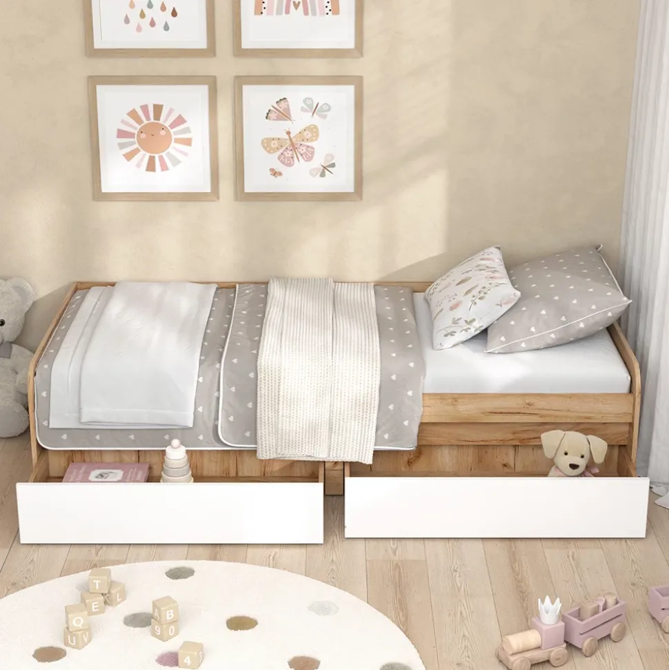 Kinderbett Clario Weiß/Artisan 90x200 cm ohne Matratze Vicco