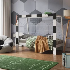 Kinderbett Football goal Weiß 80x160 cm mit Matratze Vitalispa