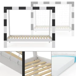 Kinderbett Football goal Weiß 80x160 cm mit Matratze Vitalispa