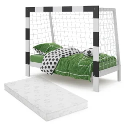 Kinderbett Football goal Weiß 80x160 cm mit Matratze Vitalispa