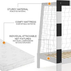 Kinderbett Football goal Weiß 80x160 cm mit Matratze Vitalispa