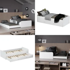 Kinderbett Jaspar Weiß 90x200 cm mit Lattenrost, ohne Matratze Vitalispa