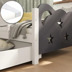 Kinderbett Jessica Grau 70x140 cm mit Schublade und Matratze Vitalispa