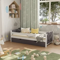 Kinderbett Jessica Grau 80x160 cm mit Schublade, ohne Matratze Vitalispa