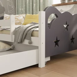 Kinderbett Jessica Grau 80x160 cm mit Schublade, ohne Matratze Vitalispa