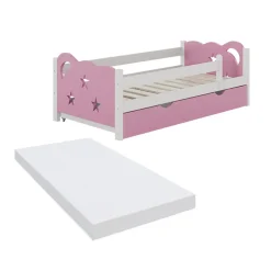 Kinderbett Jessica Rosa 70x140 cm mit Schublade und Matratze Vitalispa