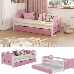 Kinderbett Jessica Rosa 70x140 cm mit Schublade, ohne Matratze Vitalispa